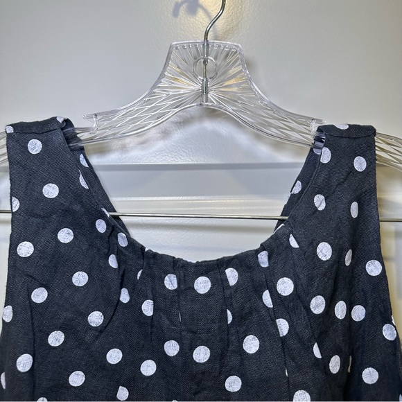 NWT Luca Vanucci Navy Blue Polka Dot Sleeveless Linen Tank Size S - Picture 5 of 10